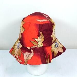 Unbranded Floral Bucket Hat Red Yellow OSFA Floppy Sun